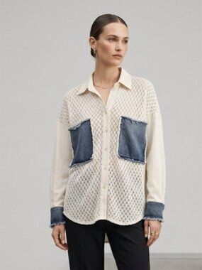 Tiffany & Tomato Crochet Denim Patch Blouse